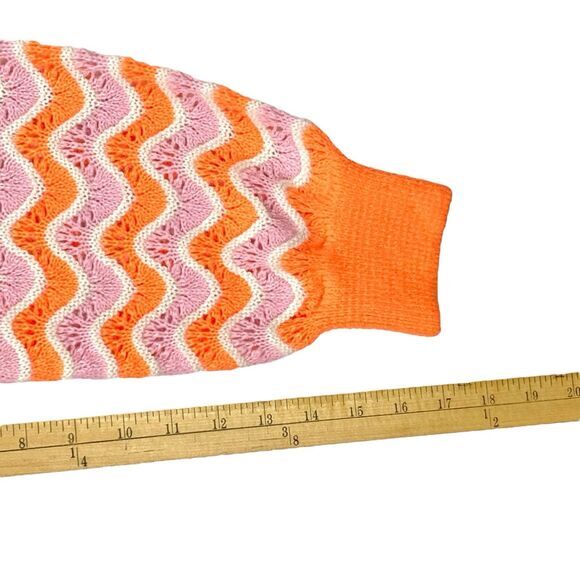 Divided H&M Crop Sweater Women S Orange Pink Chunky Knit Balloon Sleeve Oversize - Picture 15 of 16